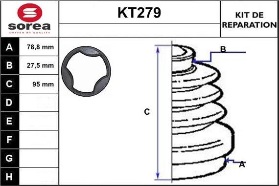 Sera KT279 - Bellow, drive shaft autospares.lv