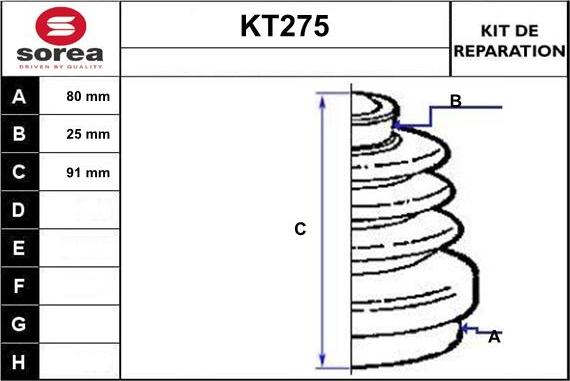 Sera KT275 - Bellow, drive shaft autospares.lv