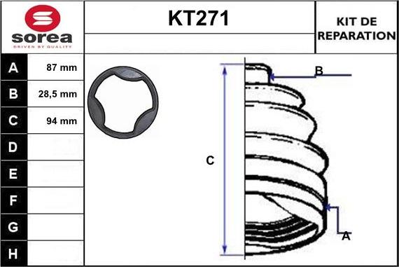 Sera KT271 - Bellow, drive shaft autospares.lv