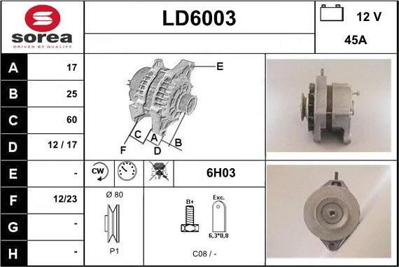 Sera LD6003 - Alternator autospares.lv