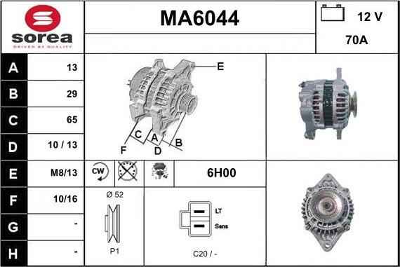 Sera MA6044 - Alternator autospares.lv