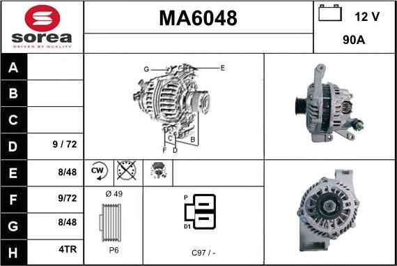 Sera MA6048 - Alternator autospares.lv