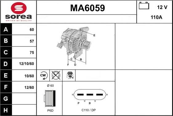 Sera MA6059 - Alternator autospares.lv