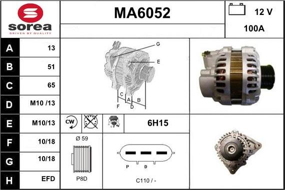 Sera MA6052 - Alternator autospares.lv