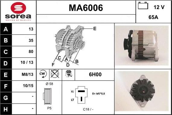 Sera MA6006 - Alternator autospares.lv