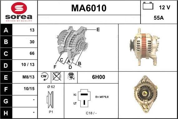 Sera MA6010 - Alternator autospares.lv