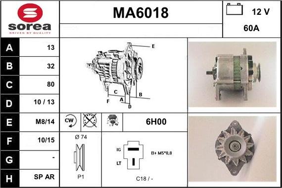 Sera MA6018 - Alternator autospares.lv