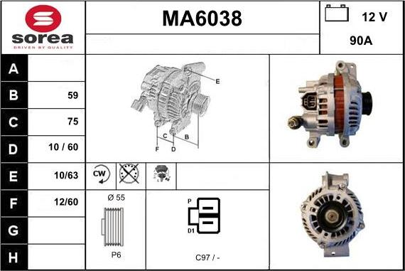 Sera MA6038 - Alternator autospares.lv