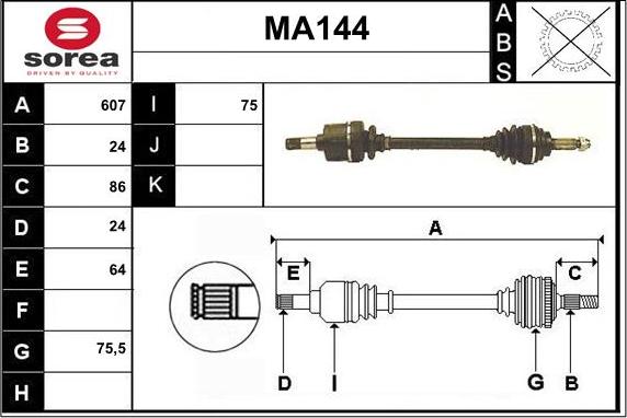 Sera MA144 - Drive Shaft autospares.lv