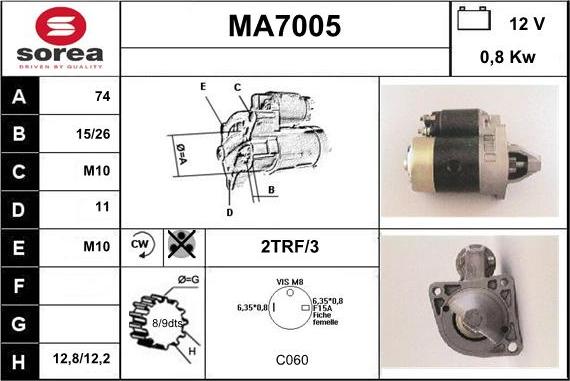 Sera MA7005 - Starter autospares.lv