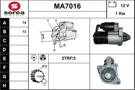 Sera MA7016 - Starter autospares.lv