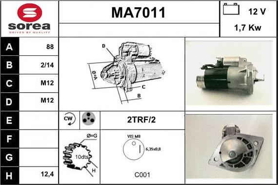 Sera MA7011 - Starter autospares.lv