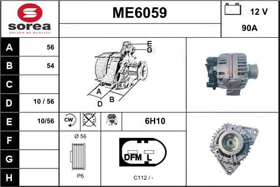 Sera ME6059 - Alternator autospares.lv