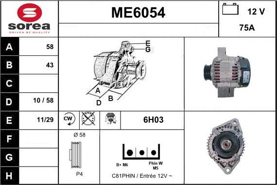 Sera ME6054 - Alternator autospares.lv