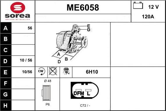 Sera ME6058 - Alternator autospares.lv