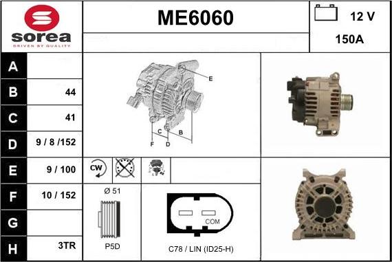 Sera ME6060 - Alternator autospares.lv