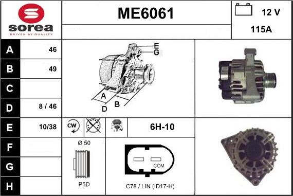 Sera ME6061 - Alternator autospares.lv