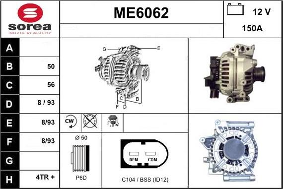Sera ME6062 - Alternator autospares.lv