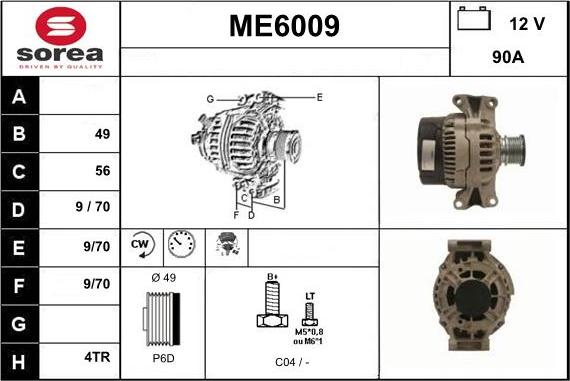 Sera ME6009 - Alternator autospares.lv