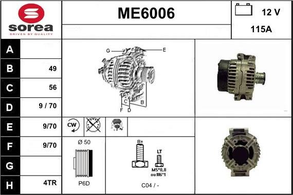 Sera ME6006 - Alternator autospares.lv