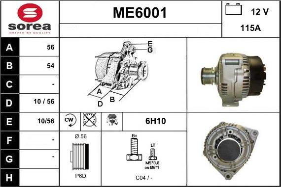 Sera ME6001 - Alternator autospares.lv