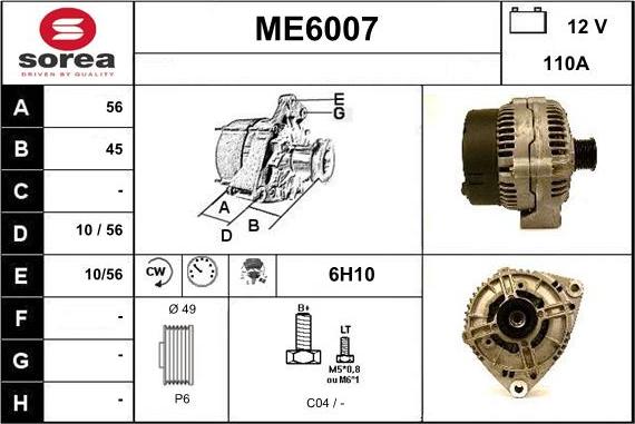 Sera ME6007 - Alternator autospares.lv