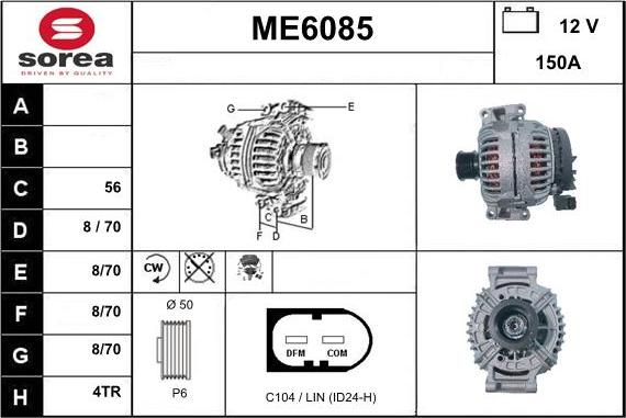 Sera ME6085 - Alternator autospares.lv