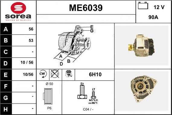Sera ME6039 - Alternator autospares.lv