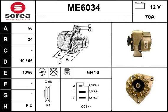 Sera ME6034 - Alternator autospares.lv