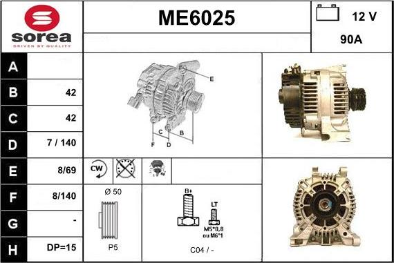 Sera ME6025 - Alternator autospares.lv