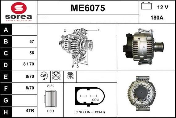 Sera ME6075 - Alternator autospares.lv