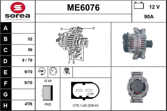 Sera ME6076 - Alternator autospares.lv