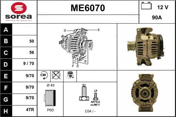 Sera ME6070 - Alternator autospares.lv