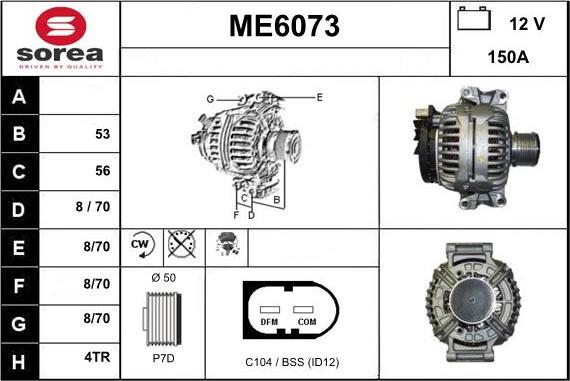 Sera ME6073 - Alternator autospares.lv