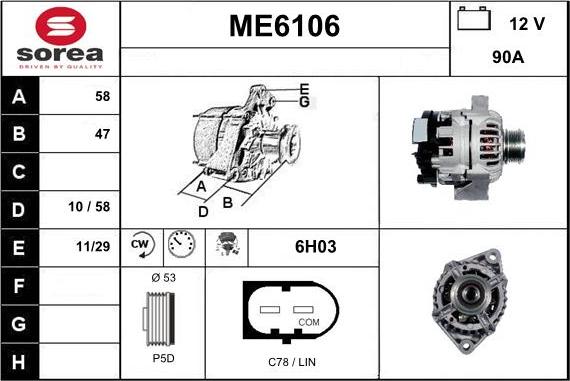 Sera ME6106 - Alternator autospares.lv