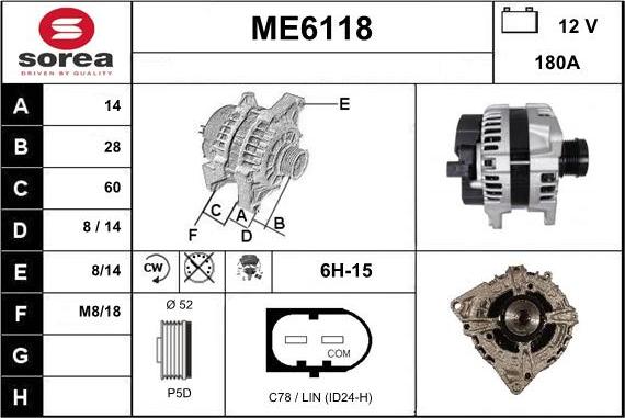 Sera ME6118 - Alternator autospares.lv