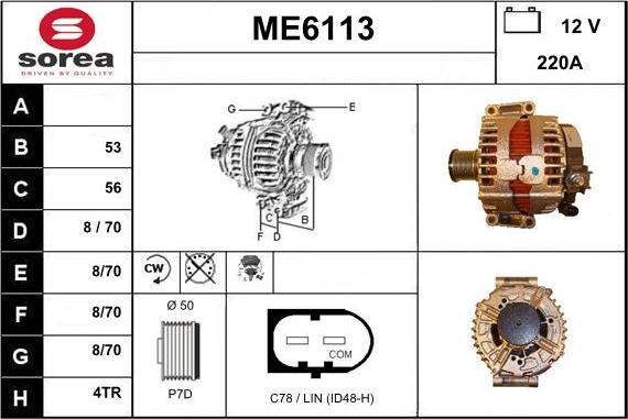 Sera ME6113 - Alternator autospares.lv
