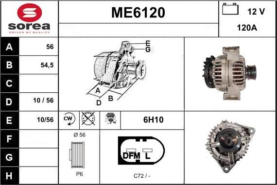 Sera ME6120 - Alternator autospares.lv
