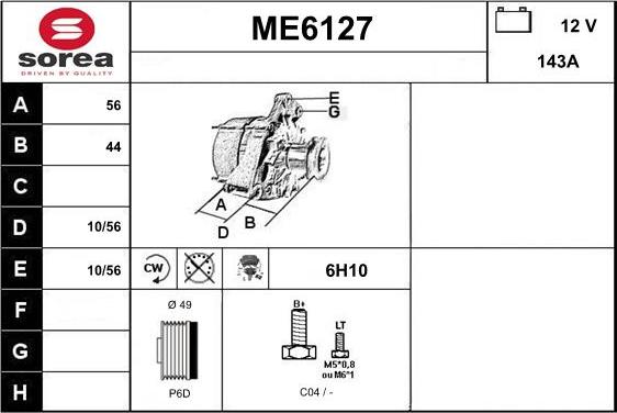 Sera ME6127 - Alternator autospares.lv