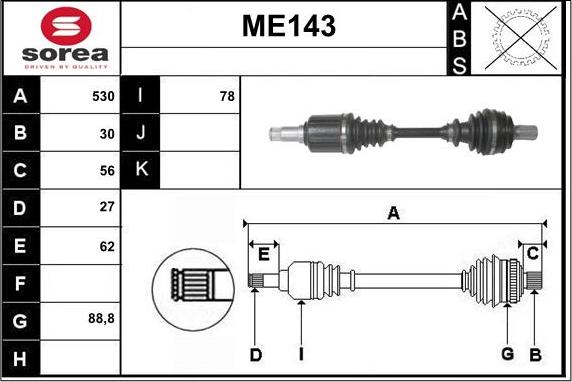 Sera ME143 - Drive Shaft autospares.lv