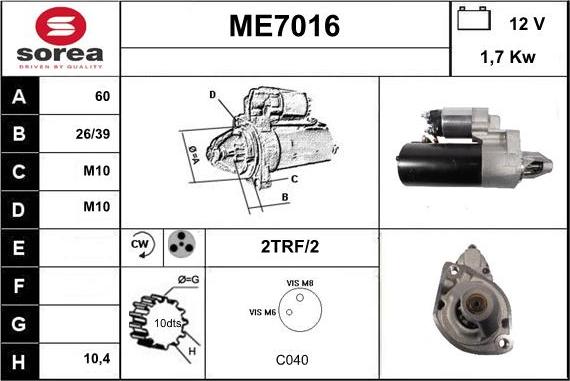 Sera ME7016 - Starter autospares.lv