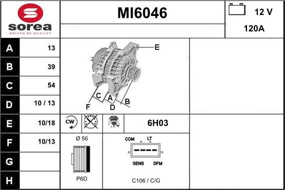 Sera MI6046 - Alternator autospares.lv