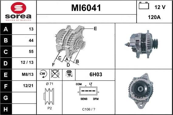 Sera MI6041 - Alternator autospares.lv