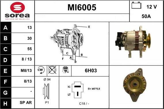 Sera MI6005 - Alternator autospares.lv