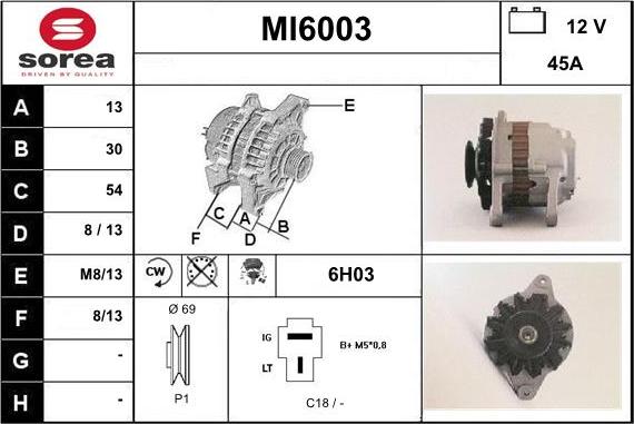 Sera MI6003 - Alternator autospares.lv