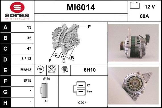 Sera MI6014 - Alternator autospares.lv