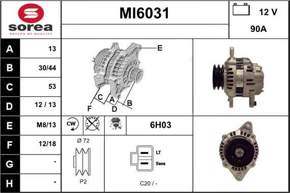 Sera MI6031 - Alternator autospares.lv