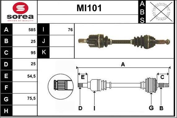 Sera MI101 - Drive Shaft autospares.lv