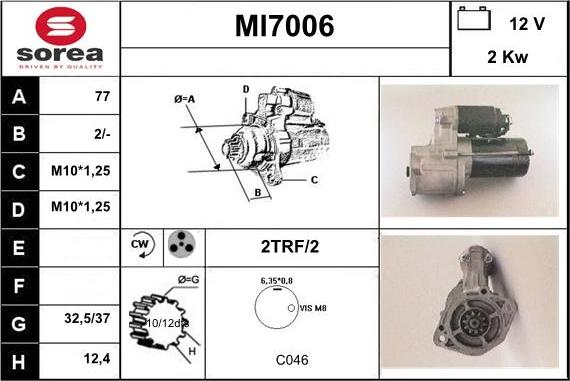 Sera MI7006 - Starter autospares.lv