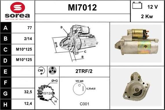 Sera MI7012 - Starter autospares.lv